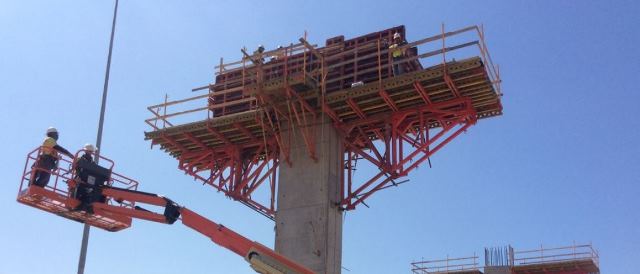 Workers on lift